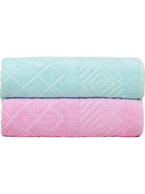 Odea Pamuklu El Yüz Havlusu 2'li Set 50 x 90 Cm. (Yeşil-Pembe)