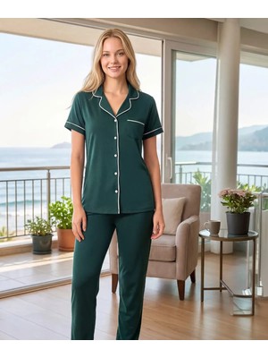 Noyalux Gömlek Yaka Kırmızı Pijama Takımı