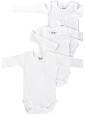 Odea 3'lü Uzun Kollu Bebek Zıbın Seti 100% Pamuklu Ribana Çıtçıtlı Atlet, Body Zıbın Unisex (3 Adet)