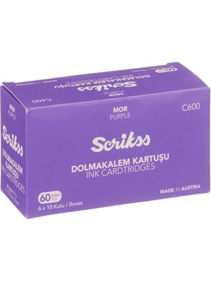 Odea Kartuş Dolma Kalem Kartuşu 6'li Blister 10'lu Paket Mor