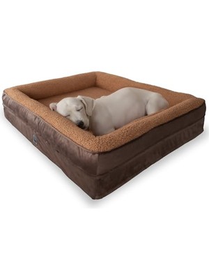 Mythriva Jungolica Felix Köpek Yatağı Kahverengi Büyük 90X110 Cm, Visco SÜNGER,%100 Su Geçirmez Alez, Çıkarılabilir Yıkanabilir Kılıf, Kaydırmaz Taban, Teddy Dokulu Kedi & Köpek Minderi