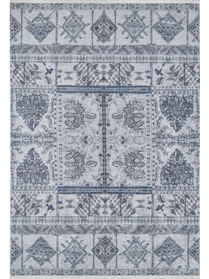 Gy Atelier Gri Vintage Patchwork Modern Kaymaz Taban Salon Halısı Dijital Baskı