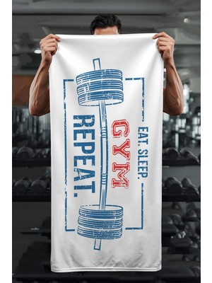 Odea Dijital Baskı Eat Sleep Gym Repeat Spor Havlusu HVL0241