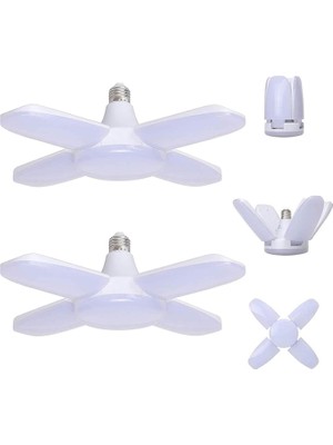 Gy Atelier 60W Garaj LED Ampuller, Sıcak Beyaz 3000K, Ayarlanabilir 4 Panelli Atölye Lambası, LED Tavan Aydınlatması, Garaj, Depo, Atölye, Bodrum, Spor Salonu, 2'li Paket