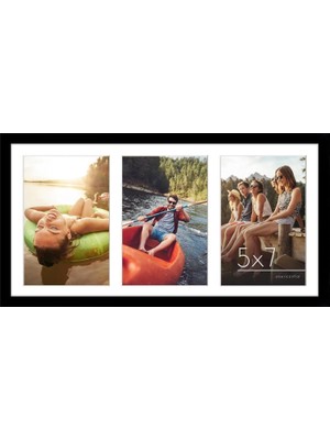 Odea 20 x 41 cm Resim Çerçevesi Kolaj - Üç Adet 13 x 18 cm Fotoğrafı Duvarınızda Gösterin - Ailenin Birden Fazla Resmi Için Resim Çerçevesi - Kırılmaz Camlı Kompozit Ahşap - Siyah