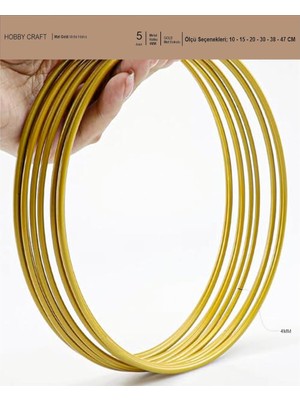 Odea Gold Metal Makrome Halka Çemberler 5 Adet Dokulu Mat Altın Sarısı Düş Kapanı ve Kapı & Duvar Süsü Kasnağı Paslanmaz Galvanizli Metal (30 Cm)