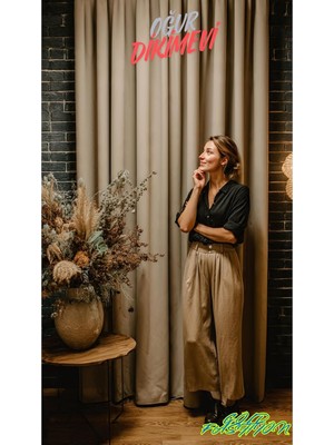 Gy Atelier Blackout Işık Geçirmez Fon Perde Bej Pilesiz Ekstraforlu Karartma Güneşlik (Enxboy) Bej 110 x 230