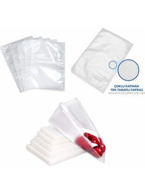 Odea Vakum Poşeti -Gofrajlı Tırtıklı Çok Katmanlı 50 Adet 20 x 25 cm