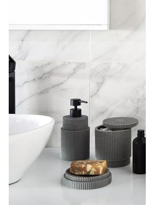 Odea Maren Polyresin Sıvı Sabunluk – Modern Banyo Aksesuarı 300 ml (Antrasit)