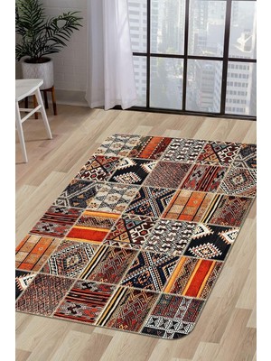 Gy Atelier K1300 Patchwork Saçaksız Dijital Halı Kaymaz Yıkanabilir Oda Mutfak Koridor Salon Halısı, 160X200