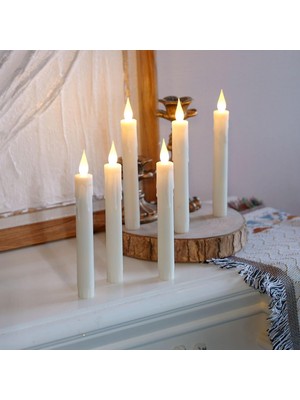 Zamanlayıcıyla Çalışan Alevsiz Pencere Mumları, Pille Çalışır, 7 '' Fildişi Konik Mumlar, Uzaktan Kumandalı, Uzun Ömürlü LED Şamdan Cadılar Bayramı Düğün Noel Pencere Deocr Için Sahte Mum (6'li