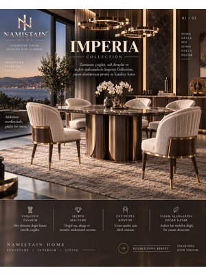Namiştain Home Imperıa Yemek Masası Takımı | 1 Masa + 6 Sandalye | 90×180 cm