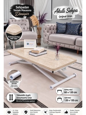 Home Üst Tabla Mdf Traverten Oval Köşe Alt Ayak Mekanizma Demir