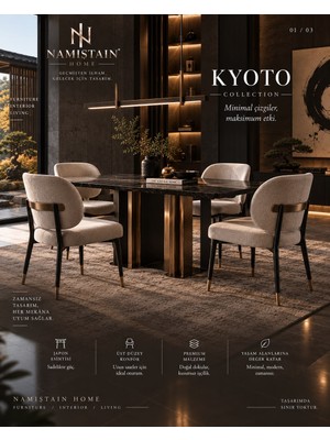 Namiştain Home Kyoto Yemek Masası Takımı | 1 Masa + 6 Sandalye | 90×180 cm