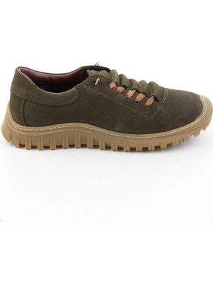 Bambi Yeşil Nubuk Hakiki Deri Kadın Sneaker K01076100301
