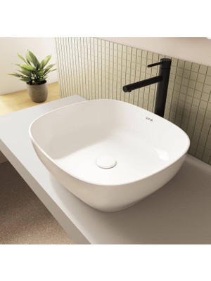 Vitra - Outline Kare Lavabo, 48 cm, Beyaz - 5994B403-0016