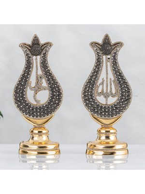 Fair Home Islami Hediyelik Masa Dekoru Biblo Lale Tasarımlı Çift Hilal Set
