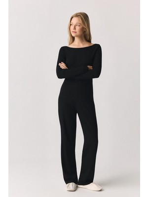 Jaya Bambu Uzun Kollu Pijama Takımı / Siyah
