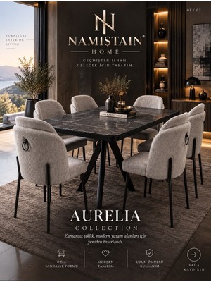 Namiştain Home Aurelıa Yemek Masası Takımı | 1 Masa + 6 Sandalye | 90×180 cm
