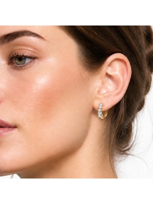 14 K Altın Görünümlü Xuping Geometrik Zirkon Taşlı Halka Küpe