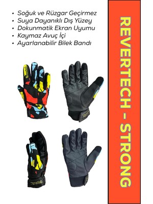 Odea Tr Revertech Strong Graffiti/su ve Rüzgar Geçirmez Kışlık Motosiklet Eldiveni + Buff Hediyeli
