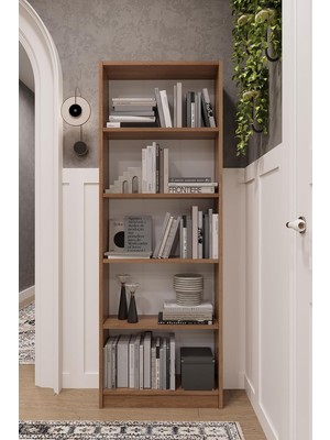 Odea Tr Asra Trend Petra Desen K002 5 Raflı Kitaplık 56 cm Genişlik Dar Alan Uyumlu Modern KÜTÜPHANE%100 Mdflam Dekoratif Raf Ünitesi