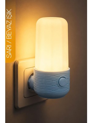 Odea Tr Gece Lambası Tüp Tip 2 Mod Sarı-Beyaz Işık Tuşlu Koridor Hol Işığı Uyuma Işığı Mavi K6739
