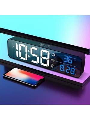 Odea Tr Hd LED Ekranlı Aynalı Elektronik Saat Sıcaklık Tarih Dijital Masa Saati