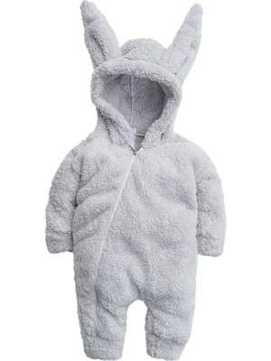 Odea Tr Kız Erkek Bebek ve Çocuk Fermuarlı Peluş Tavşan Tulum
