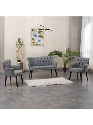 Odea Tr Linen Serisi Keten Çay Seti Koltuk Takımı Cafe, Ofis, Balkon, Yazlık, Bahçe Koltuğu Berjer