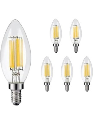Odea Tr Rustik LED Ampul 4W E14 Ince Duy Gün Işığı 3000K Cata 5 Adet ERD25 Düz Mum Ampul