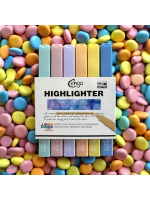 Odea Tr 6 Lı Kare Tip Highlighter Fosforlu Kalem Candy Serisi