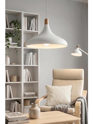 Odea Tr Nova Ahşap Sarkıt Avize, Bohem Tavan Lambası ve Salon Oturma Odası Aydınlatması - Beyaz - 35 cm – Modern Dekoratif Avize, Tavan Aydınlatması