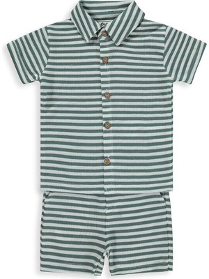 Odea Tr Baby Çizgili Erkek Bebek Zıbını, 12-18 Ay, Çam Yeşili