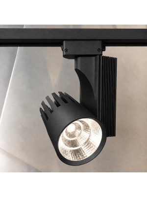 Odea Tr 40W Siyah Kasa LED Ray Spot 4000K Naturel Beyaz – Lifud Driver, Alüminyum Soğutucu, Flicker Free Mağaza Aydınlatma Spotu