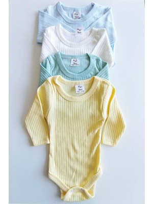Odea Tr Myzi Store Erkek Bebek 4 ADET%100 Pamuk Uzun Kollu Çıtçıtlı Body Badi Zıbın