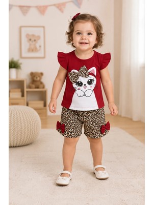 Candar Leopar ve Kedi Baskılı Bebek Takımı – 9/24 Ay
