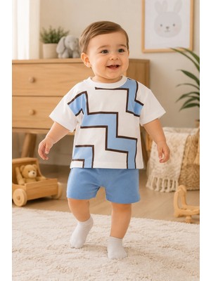 Candar Geometrik Desenli Oversize Bebek Takımı – 6/18 Ay