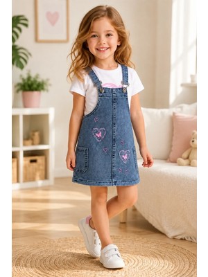 Candar Denim Salopet Etekli Çocuk Takımı – 3/7 Yaş