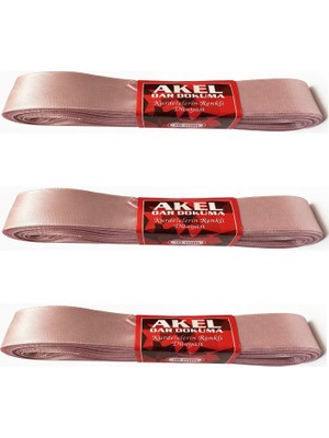 Omeyva Dar Dokuma Toz Pembe Saten Kurdele - 2 Cm. x 10 Metre - 3 Adet