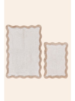İrya Scallop Takım Bambu Banyo Paspası 40X60 + 60X90 cm Bej