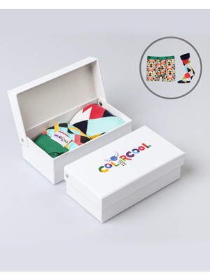 Bolero Geometric Retro Desen Boxer ve Çorap