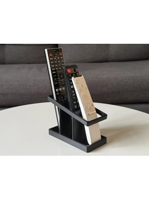 Popüler Sepet 3D Baskı Üç Bölmeli Basamaklı Kumanda Standı Modern Kumanda Tutucu Siyah