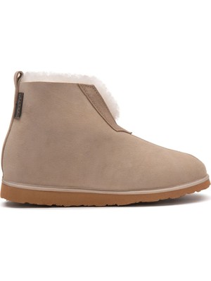 Pegia Hakiki Süet Içi Kürklü Unisex Panduf 191224 Bej