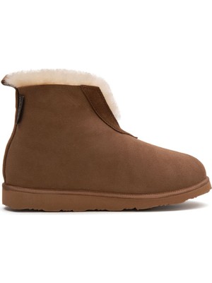 Pegia Hakiki Süet Içi Kürklü Unisex Panduf 191224 Taba