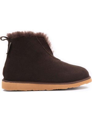 Pegia Hakiki Süet Içi Kürklü Unisex Panduf 191224 Kahve