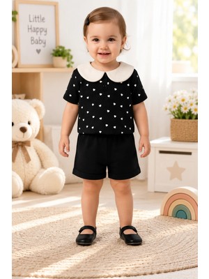 Candar 9/24 Ay Kalp Baskılı Piti Bebe Yaka Bebek Takımı
