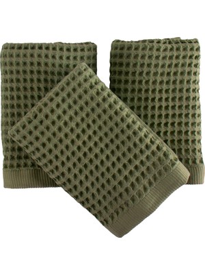 Die Grup Tr Püskül Lüks 3-Adet Waffle El Havlusu Seti, Büyük 40X80 cm