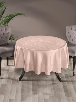 Karna Home Masa Örtüsü Jakarlı Sıvı Geçirmez Dore Yuvarlak