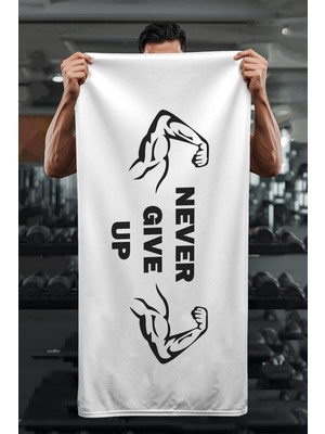 Die Grup Tr Dijital Baskı Never Give Up Desenli Spor Havlusu HVL0238